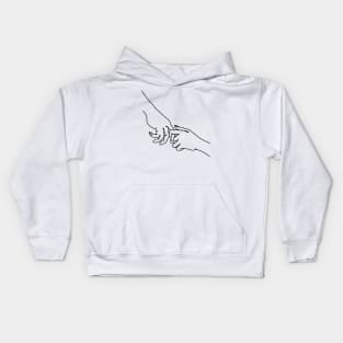 One Line hands drawing Kids Hoodie